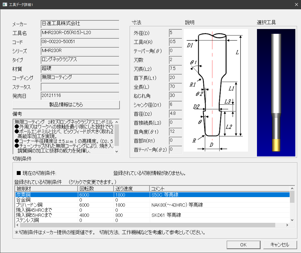 工具データ詳細